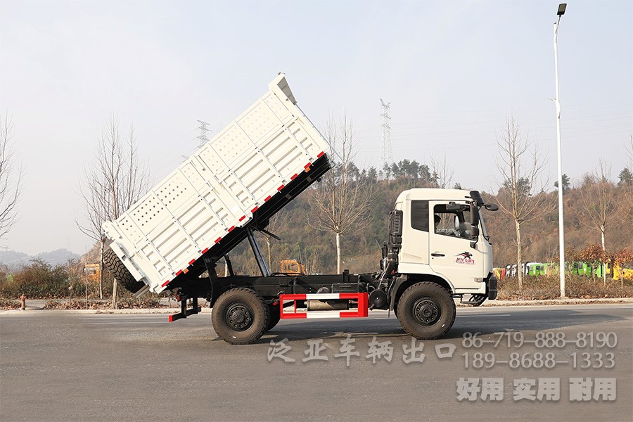 东风13吨自卸车，四驱自卸卡车，4x4自卸车，货箱加高型自卸车，越野自卸卡车，两桥矿用自卸车，自卸车出口，自卸车销售