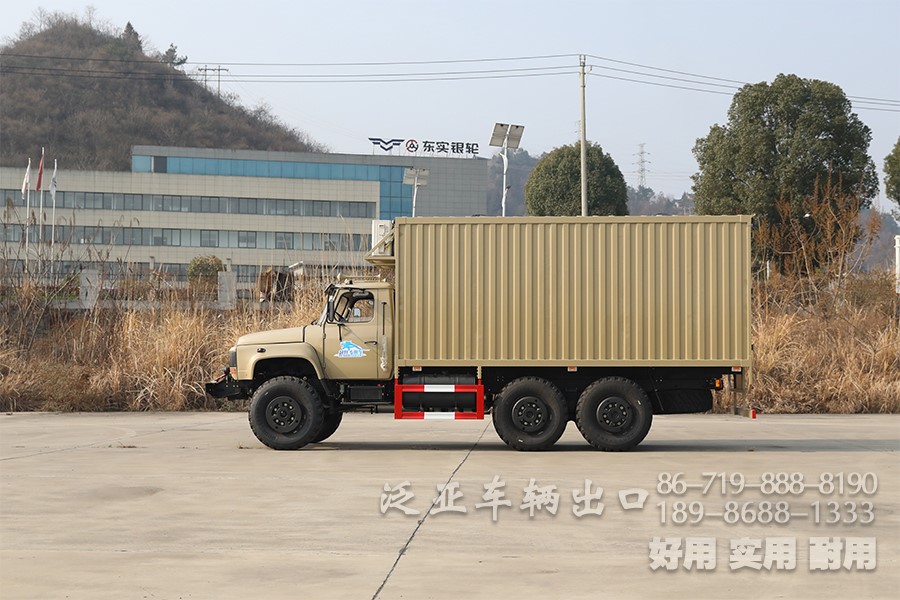 多用途越野专用车，东风6*6厢式车，EQ2100越野厢卡，野外露营车，瓦楞板厢式车